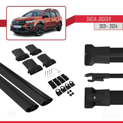 Compatibile con Dacia Jogger 2021-2025 modello FLY Barre portatutto per auto Portapacchi in alluminio nero 2 barre