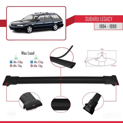 Compatibile con Subaru Legacy 2 (BD) 1994-1999 FLY Model Barre Tetto Portapacchi Auto Barre Portatutto Nero Alluminio 2 Barre
