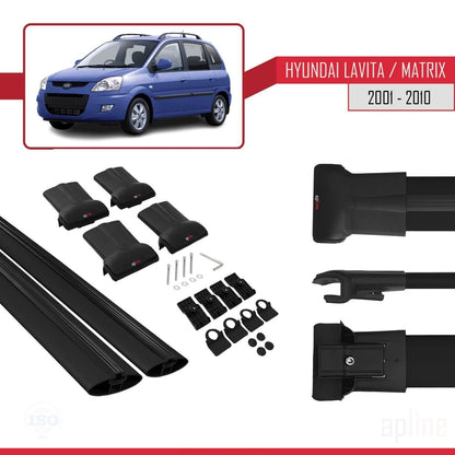 Compatibile con Hyundai Matrix (FC) 2001-2010 modello FLY Barre portatutto per auto Portapacchi in alluminio nero 2 barre