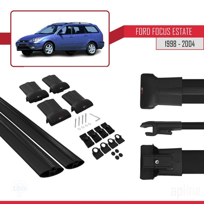 Compatibile con Ford Focus (C170) Station Wagon 1998-2004 modello FLY Barre portatutto per auto Portapacchi in alluminio nero 2 barre