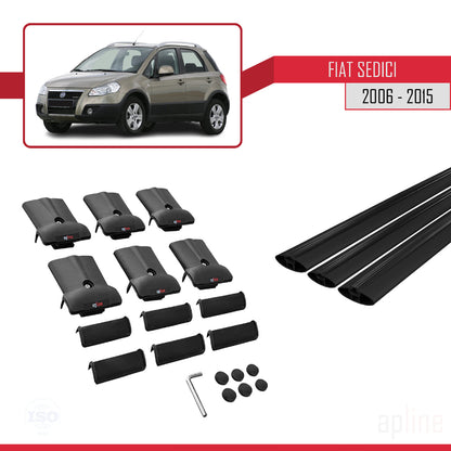 Compatibile con Fiat Sedici 2006-2015 modello FLY Barre portatutto Railing Portapacchi per auto Alluminio nero 3 barre