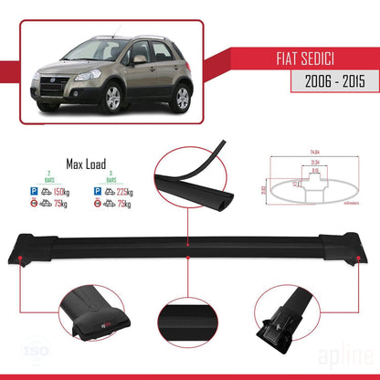 Compatibile con Fiat Sedici 2006-2015 modello FLY Barre portatutto Railing Portapacchi per auto Alluminio nero 2 barre