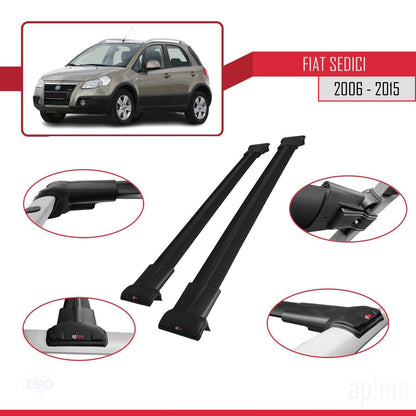 Compatibile con Fiat Sedici 2006-2015 modello FLY Barre portatutto Railing Portapacchi per auto Alluminio nero 2 barre