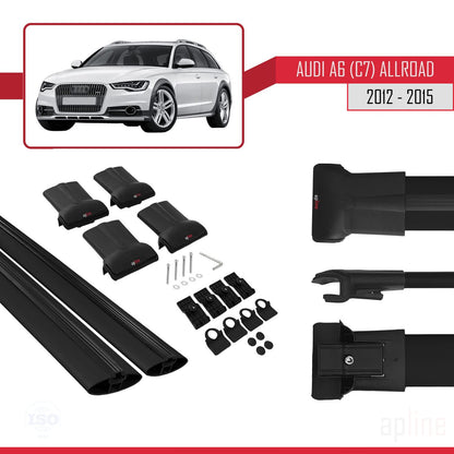 Compatibile con A6 (C7) Allroad 2012-2015 modello FLY Barre portatutto per auto Portapacchi in alluminio nero 2 barre