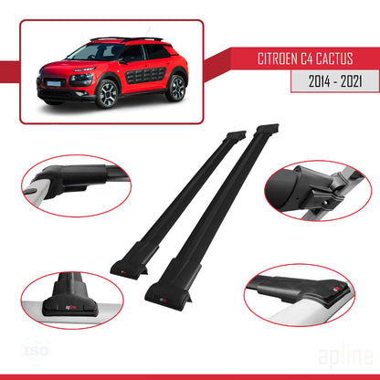 Compatibile con Citroen C4 Cactus 2014-2021 modello FLY Barre portatutto per auto Portapacchi in alluminio nero 2 barre