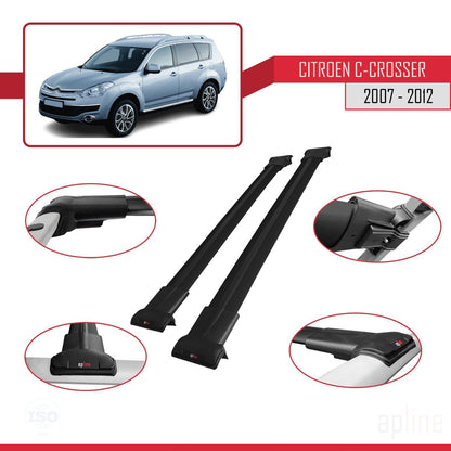 Compatibile con Citroen C-Crosser 2007-2012 modello FLY Barre portatutto per auto Portapacchi in alluminio nero 2 barre