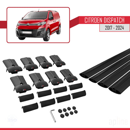 Compatibile con Citroen Dispatch (K0) 2017-2025 modello FLY Barre portatutto per auto Portapacchi in alluminio nero 4 barre