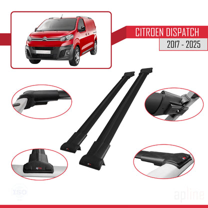 Compatibile con Citroen Dispatch (K0) 2017-2025 modello FLY Barre portatutto per auto Portapacchi in alluminio nero 2 barre
