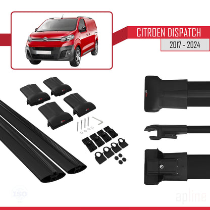 Compatibile con Citroen Dispatch (K0) 2017-2025 modello FLY Barre portatutto per auto Portapacchi in alluminio nero 2 barre