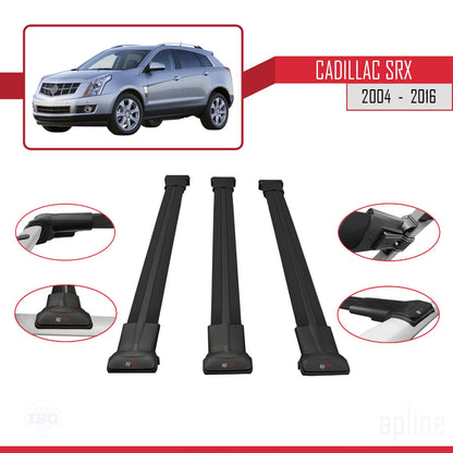 Compatible avec Cadillac SRX 2004-2016 FLY Model Barres de Toit Railing Porte-Bagages de Voiture Noir Aluminium 3 Barres