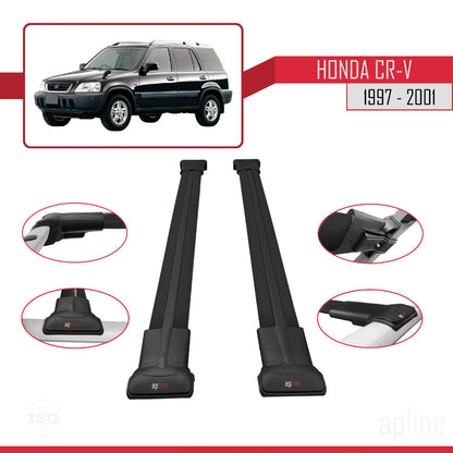Compatible avec Honda CR-V 1997-2001 FLY Model Barres de Toit Railing Porte-Bagages de Voiture Noir Aluminium 2 Barres