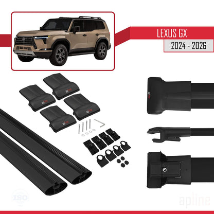 Compatible avec Lexus GX 2024-2025 FLY Model Barres de Toit Railing Porte-Bagages de Voiture Noir Aluminium 2 Barres