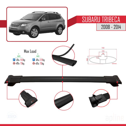 Compatible avec Subaru Tribeca 2008-2014 FLY Model Barres de Toit Railing Porte-Bagages de Voiture Noir Aluminium 3 Barres