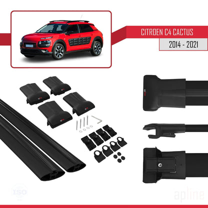 Compatibile con Citroen C4 Cactus 2014-2021 modello FLY Barre portatutto per auto Portapacchi in alluminio nero 2 barre