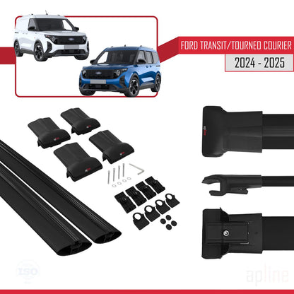 Compatibile con Ford Transit/Tourneo Courier 2024-2025 modello FLY Barre portatutto per auto Portapacchi in alluminio nero 2 barre