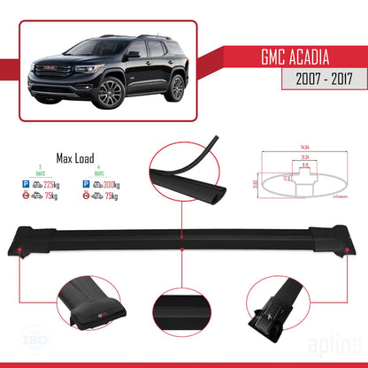 Compatibile con GMC Acadia 2007-2017 modello FLY Barre portatutto per auto in alluminio nero 3 barre