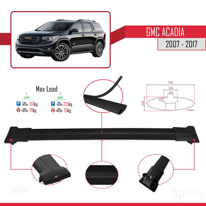Compatibile con GMC Acadia 2007-2017 modello FLY Barre portatutto per auto Portapacchi in alluminio nero 2 barre