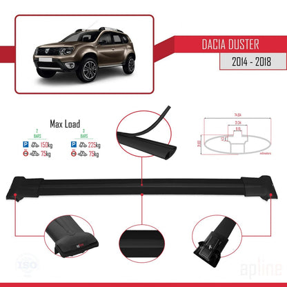 Compatibile con Dacia Duster (HS) Post-Facelift 2014-2017 modello FLY Barre portatutto per auto Portapacchi in alluminio nero 2 barre