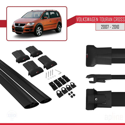 Compatible avec Volkswagen Touran Cross Post-Facelift 2010-2015 FLY Model Barres de Toit Railing Porte-Bagages de Voiture Noir Aluminium 2 Barres