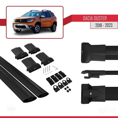 Compatibile con Dacia Duster 2 (HM) 2018-2024 modello FLY Barre portatutto per auto Portapacchi in alluminio nero 2 barre