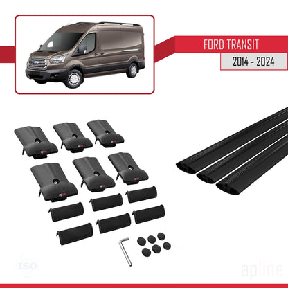 Compatibile con Ford Transit 2014-2025 modello FLY Barre portatutto per auto Portapacchi in alluminio nero 3 barre
