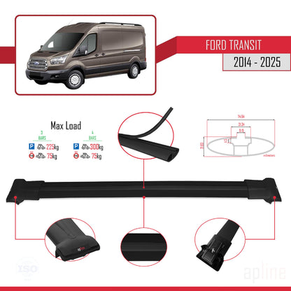 Compatibile con Ford Transit 2014-2025 modello FLY Barre portatutto per auto Portapacchi in alluminio nero 4 barre
