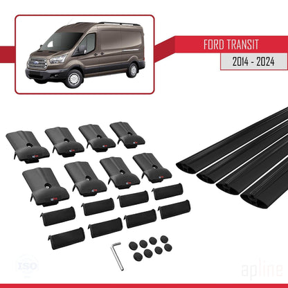 Compatibile con Ford Transit 2014-2025 modello FLY Barre portatutto per auto Portapacchi in alluminio nero 4 barre