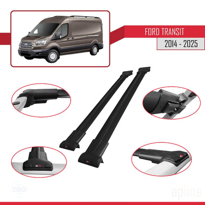 Compatibile con Ford Transit 2014-2025 modello FLY Barre portatutto per auto Portapacchi in alluminio nero 2 barre