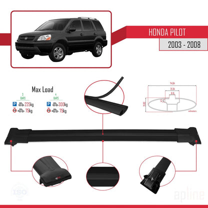 Compatibile con Honda Pilot 2003-2008 modello FLY Barre portatutto per auto Portapacchi in alluminio nero 3 barre