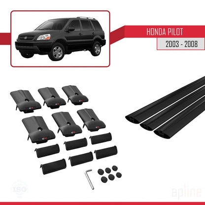 Compatibile con Honda Pilot 2003-2008 modello FLY Barre portatutto per auto Portapacchi in alluminio nero 3 barre