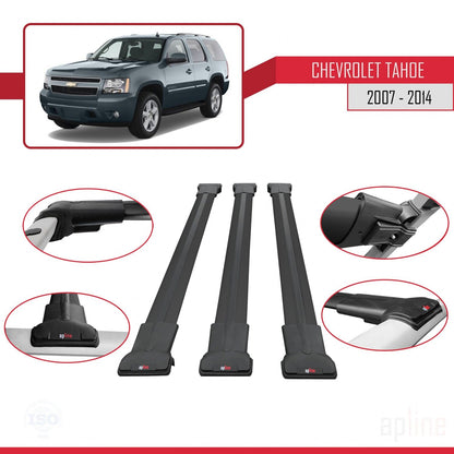 Compatibile con Chevrolet Tahoe 3 2007-2014 modello FLY Barre portatutto per auto Portapacchi in alluminio nero 3 barre