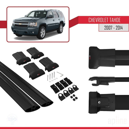Compatibile con Chevrolet Tahoe 3 2007-2014 modello FLY Barre portatutto per auto Portapacchi in alluminio nero 2 barre