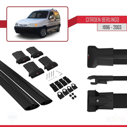 Compatibile con Citroen Berlingo (M59) 2003-2008 modello FLY Barre portatutto per auto Portapacchi in alluminio nero 2 barre