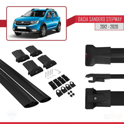 Compatibile con Dacia Sandero Stepway 2 2012-2020 modello FLY Barre portatutto per auto Portapacchi in alluminio nero 2 barre