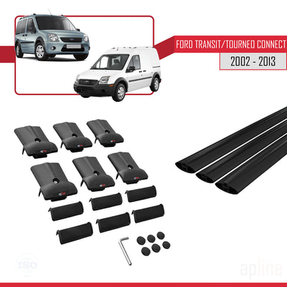 Compatibile con Ford Transit/Tourneo Connect 2002-2013 modello FLY Barre portatutto per auto Portapacchi in alluminio nero 3 barre