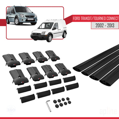 Compatibile con Ford Transit/Tourneo Connect 2002-2013 modello FLY Barre portatutto per auto Portapacchi in alluminio nero 4 barre