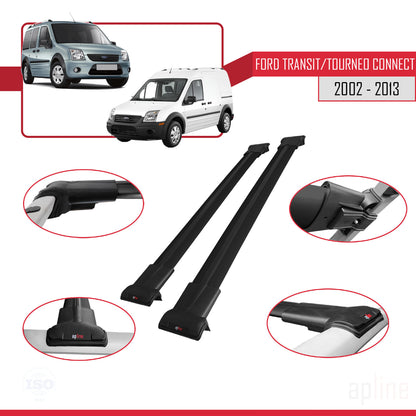 Compatibile con Ford Transit/Tourneo Connect 2002-2013 modello FLY Barre portatutto per auto Portapacchi in alluminio nero 2 barre