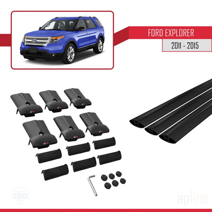 Compatibile con Ford Explorer 5 (U502) Pre-Facelift 2011-2015 modello FLY Barre portatutto per auto Portapacchi in alluminio nero 3 barre