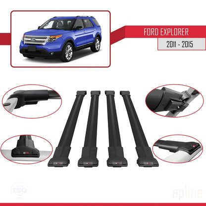 Compatibile con Ford Explorer 5 (U502) Pre-Facelift 2011-2015 modello FLY Barre portatutto per auto Portapacchi in alluminio nero 4 barre