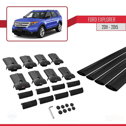 Compatibile con Ford Explorer 5 (U502) Pre-Facelift 2011-2015 modello FLY Barre portatutto per auto Portapacchi in alluminio nero 4 barre