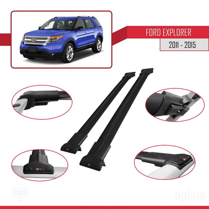 Compatibile con Ford Explorer 5 (U502) Pre-Facelift 2011-2015 modello FLY Barre portatutto per auto Portapacchi in alluminio nero 2 barre