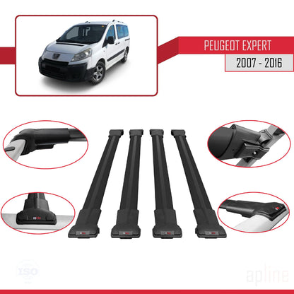 Compatibile con Peugeot Expert 2 2007-2016 FLY Model Barre Tetto Portapacchi Auto Barre Portatutto Nero Alluminio 4 Barre