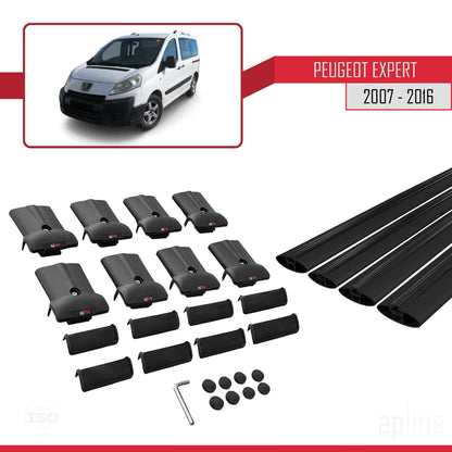 Compatibile con Peugeot Expert 2 2007-2016 FLY Model Barre Tetto Portapacchi Auto Barre Portatutto Nero Alluminio 4 Barre