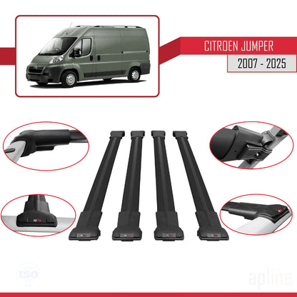 Compatibile con Citroen Jumper 2 2007-2025 modello FLY Barre portatutto per auto Portapacchi in alluminio nero 4 barre