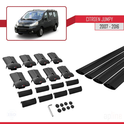 Compatibile con Citroen Jumpy 2 (G9) 2007-2016 modello FLY Barre portatutto per auto Portapacchi in alluminio nero 4 barre