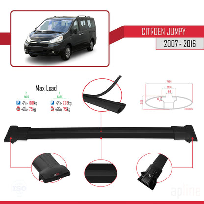 Compatibile con Citroen Jumpy 2 (G9) 2007-2016 modello FLY Barre portatutto per auto Portapacchi in alluminio nero 2 barre