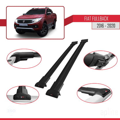 Compatibile con Fiat Fullback 2016-2020 modello FLY Barre portatutto Railing Portapacchi per auto Alluminio nero 2 barre