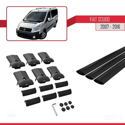 Compatibile con Fiat Scudo 2 2007-2016 modello FLY Barre portatutto Railing Portapacchi Auto Alluminio Nero 3 Barre