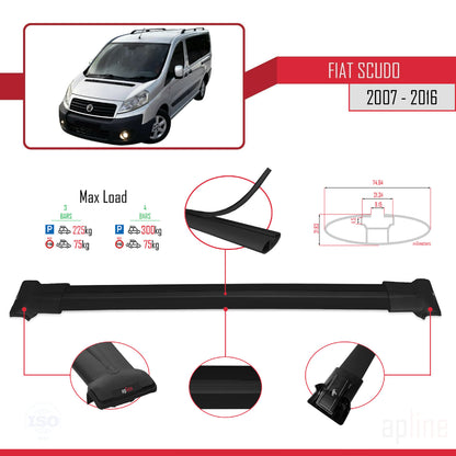 Compatibile con Fiat Scudo 2 2007-2016 modello FLY Barre portatutto Railing Portapacchi Auto Alluminio Nero 4 Barre