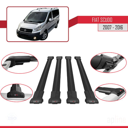 Compatibile con Fiat Scudo 2 2007-2016 modello FLY Barre portatutto Railing Portapacchi Auto Alluminio Nero 4 Barre